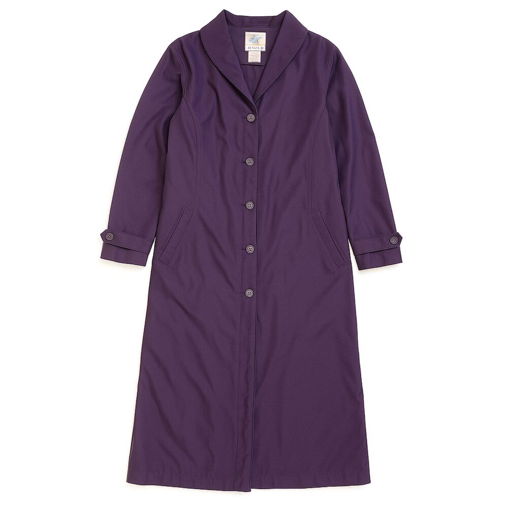 TRAVELSMITH Women's Purple Long Trench Rain Coat Jacket M Regular 51”